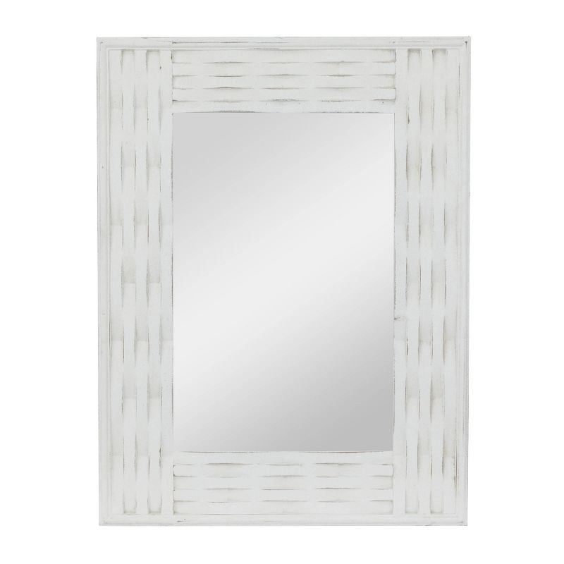 Contemporary Wood Rectangle Wall Mirror Textured Frame White - Olivia &#38; May, 1 of 5