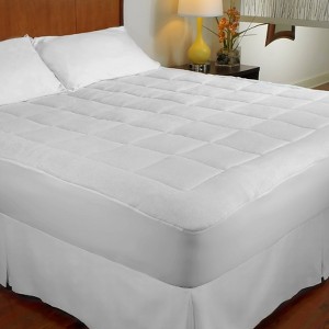 LoftWorks Queen Microplush Mattress Pad: Hypoallergenic, Woven Polyester, Machine Washable, Fits 12" Depth - 1 of 4