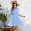 Clearlove Women's Summer Casual Short-Sleeved V-Neck Dress Polka Dot Mid-Length Dress - 3 of 4