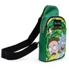 Rick and Morty Bag, Sling, Rick and Morty Get Schwifty Portal Pose Greens, Bounding, Vegan Leather - 2 of 4