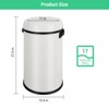 17 Gallon/65 Liter Swing Top Trash Can, Stainless Steel Rubbish Bin, Commercial Grade Waste Container, Round Garbage Can for Outdoor, indoor White - 3 of 4