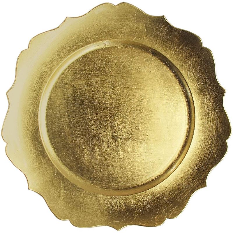 Charge it by Jay Scallop Charger Plate 13 Decorative Melamine Service Plate for Home, Professional Dining, Weddings, Catering, Set of 4,Gold, 3 of 4