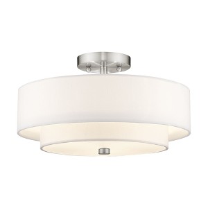 Livex Lighting Claremont 3 - Light Semi-Flush Mount in  Brushed Nickel - 1 of 4