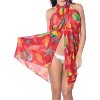 LA LEELA Women's Summer Beach Bikini Wraps Sarong Swimwear Cover up Wrap Skirt Bathing suit Swimsuit Pareo for Women One Size Red, Fish - 4 of 4