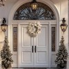 20 Inch Snow Flocked White Berry Winter Wreath with Twig and Leaf Artificial Wreaths for Front Door Porch Wall Window Fireplace - 4 of 4