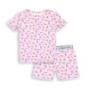 Bellabu Bear Kids Milk & Cookies Pink Bamboo Kids Pajama Short Set - 4 of 4