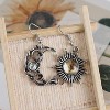 Retro Sun Moon Earrings & Necklace Moonstone Asymmetric Boho style Earrings for Women Jewelry - 3 of 4