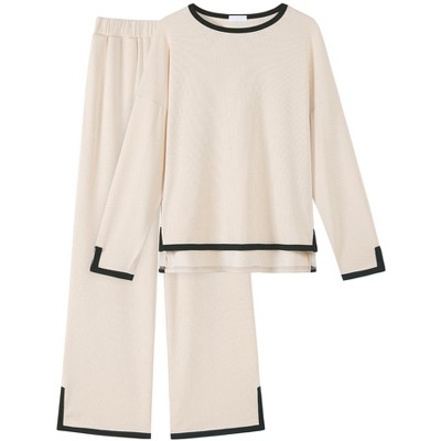 ATHLECHIC Women's Outfits Casual Long Sleeve Sweater Top Wide Leg Pants Matching Lounge 2 Piece Sets