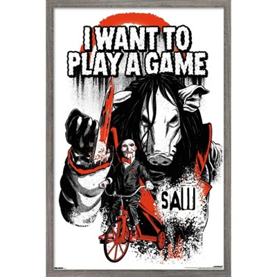 絵画 want to play Trends International Saw (2004) - I Want To Play A Game Framed