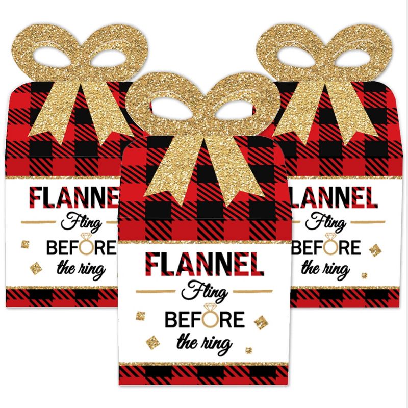 Big Dot of Happiness Flannel Fling Before The Ring - Square Favor Gift Boxes - Buffalo Plaid Bachelorette Party Bow Boxes - Set of 12, 2 of 8