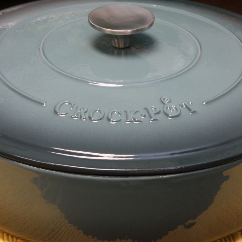 Crock Pot Artisan Enameled 5 Quart Cast Iron Round Braiser Pan with Self Basting Lid in Slate Grey, 2 of 7