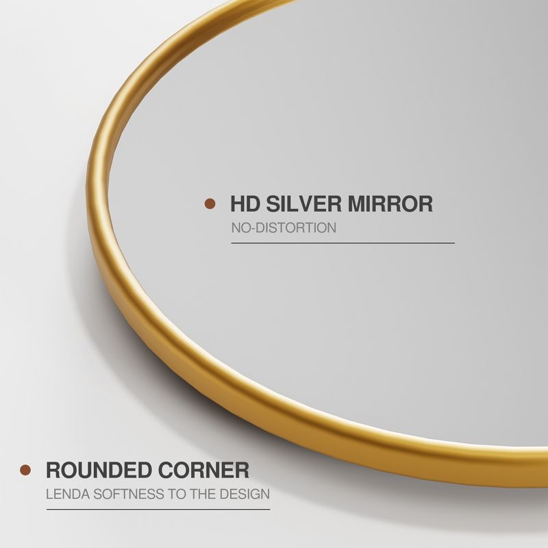 Neutypechic Arched Metal Frame Pivot Wall Mirror Bathroom Vanity Mirror Set of 2 - 36"x24", Gold, 4 of 8