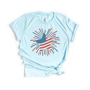 Simply Sage Market Women's Star Flag Firework Short Sleeve Graphic Tee - 1 of 2
