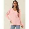 Seta T Women's V Neck Waffle Knit Long Sleeve Casual Tunic Blouses - 2 of 4