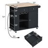 Rolling Kitchen Island Cart, with Wood Desktop, Cabinet and Drawers, Spice Rack, Towel Rack, Wine Rack, for Kitchen, Dining - 3 of 4