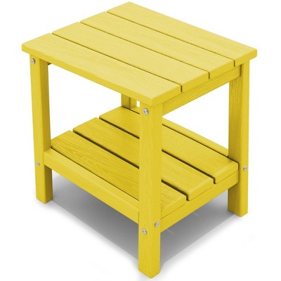 Hyleory Double-Tier Patio Adirondack Side Table, Outdoor HDPE Square End Table