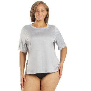 Sporti Sporti Women's Plus Size S/S Hybrid UPF 50+ Sun Shirt Icicle Grey 3X - 1 of 4