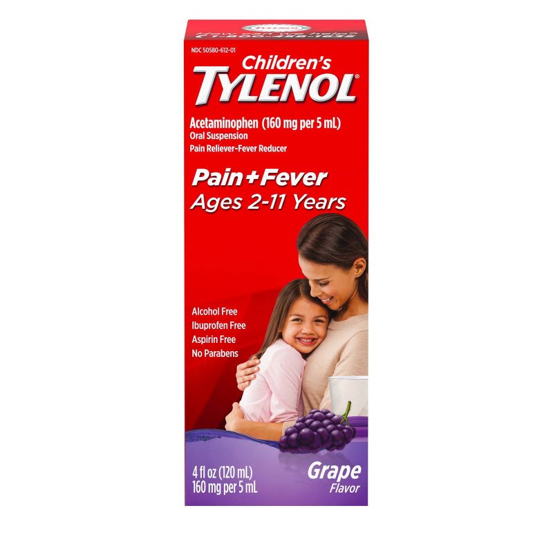 Children&#39;s Tylenol Pain + Fever Relief Liquid - Acetaminophen - Grape - 4 fl oz, 1 of 10