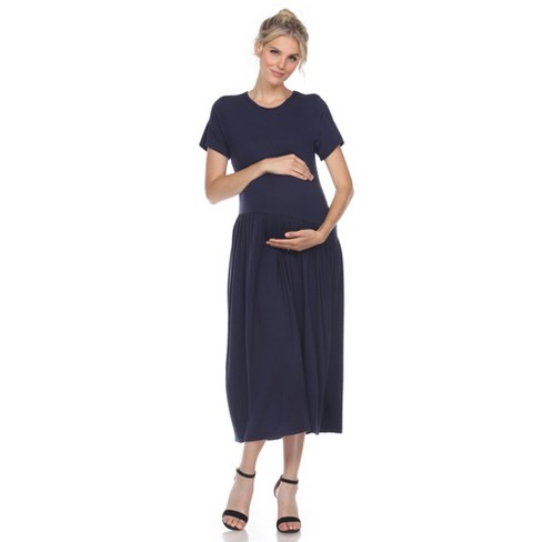 Maternity Maxi Dress Navy Large -White Mark