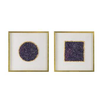 Set of 2 Lillian Crystal Shadow Boxes Purple/Gold - A&B Home