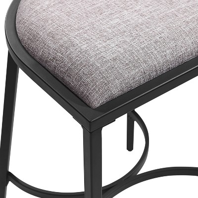 Gray and Matte Black Backless Counter Height Barstools Set