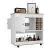 VYNXARIA Bar Cart Aloha, Lower Panel, Six Bottle Cubbies, One Cabinet, Light Oak / White Finish - 4 of 4