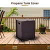 20Lb Propane Tank Cover & Side Table, Weatherproof Storage Box for Outdoor Gas Fire Pits, Portable Brown Enclosure with Handles, Hideaway Design - 2 of 4