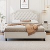 CAVINAS Platform Bed with Ruched and Button Tufted Headboard,Upholstered Bed Frame,Box Spring Not Required,Velvet - 2 of 4