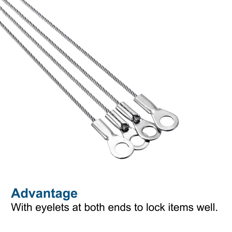Unique Bargains Stainless Steel Lanyard Cable Eyelets Ended Security Wire Rope for Luggage Locking, 4 of 6