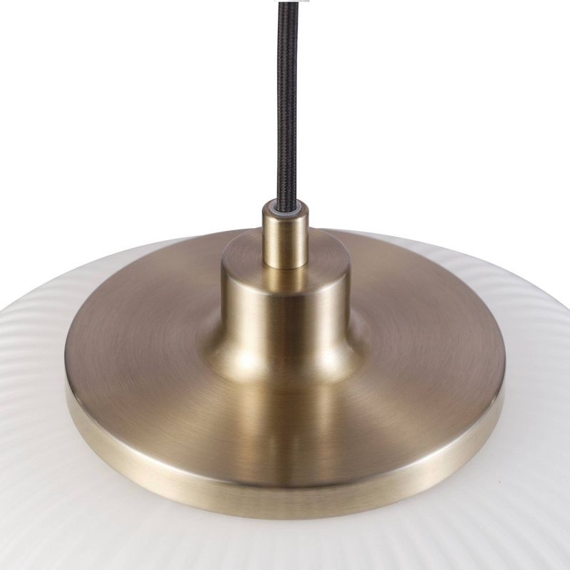 Novogratz X Globe Lily 1-Light Matte Brass Pendant Lighting with Frosted Ribbed Glass Shade - Globe Electric, 3 of 12