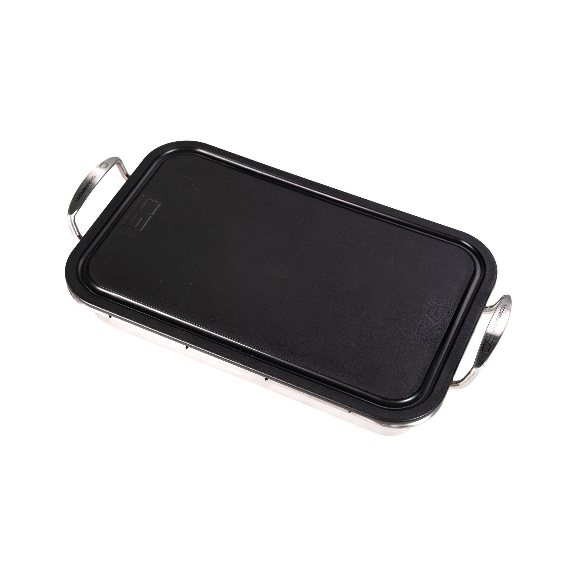 Charbroil Deep Dish and Cutting Board Stainless Steel Heat-Resistant Grill Topper Black/Silver