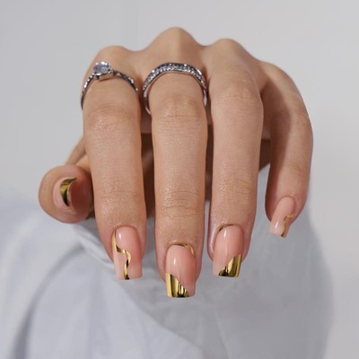 BTArtboxnails Gold Leaf Square Nails - Press On Nails
