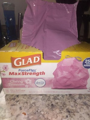 Glad Forceflex Maxstrength Tall Kitchen Drawstring Pink Trash Bags - Cherry  Blossom - 13 Gallon/90ct : Target