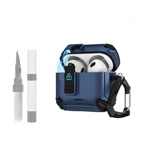 HTUTWOO For Airpods 4th Gen Case With Keychain, Secure Lock Design Convenient Bracket Support Wireless Charging Shockproof Full Body Cover - 1 of 4