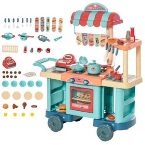 Kids Kitchen Food Stand with Play Food, Cashier Register, Accessories Ages 3-6 - 1 of 4
