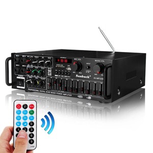 GOTGELIF 2-Channel 2000W 5.0 Bluetooth 4-Mic Input Home Stereo Amplifier Receiver - 1 of 4