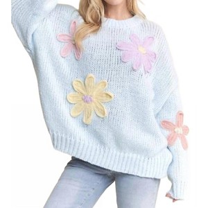 Women's Flower Applique Sweater - ADORA - 1 of 4
