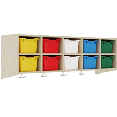 ECR4Kids Birch 10-Section Hanging Coat Locker - Classroom Storage with Hooks