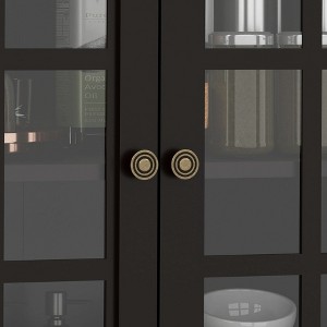 ORRD Minimalist Black Buffet Cabinet - Double Glass Doors, Drawer & Wooden Sideboard for Living/Dining/Hallway - 1 of 4