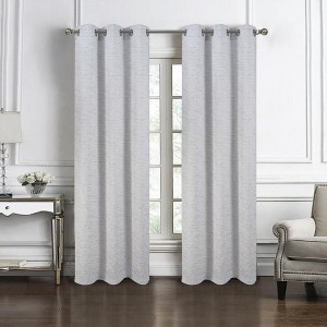 RT Designers Collection Roman Jacquard Premium & Stylish Grommet Panel Pair 38" x 84" Silver - 1 of 3