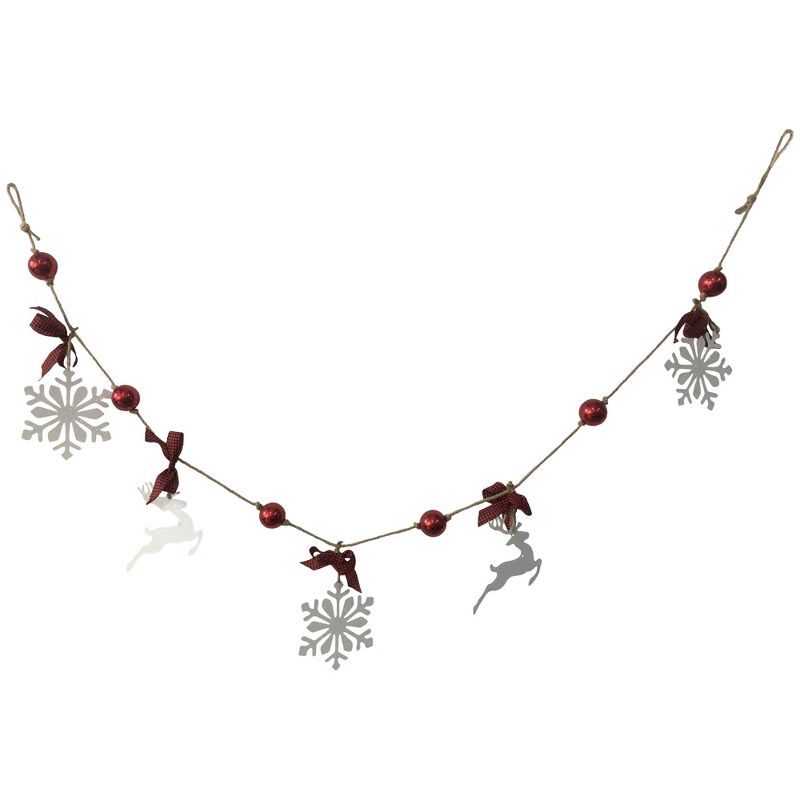 Northlight 4.25' Snowflake and Reindeer Christmas Garland with Ball Ornaments - Unlit, 1 of 3