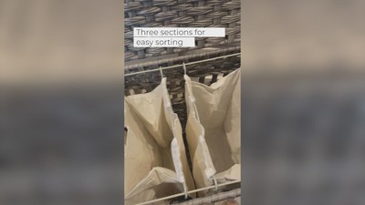 Natural Woven Polypropylene Kids Laundry Hamper with Lid and Wheels