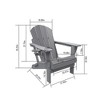 FURNIinspire Patio Accent Chairs Folding Adirondack Chair, Outdoor Adirondack Chair With Cup Holder, Wood Texture Folding Chair, White, 32"*29"*36" - 3 of 4