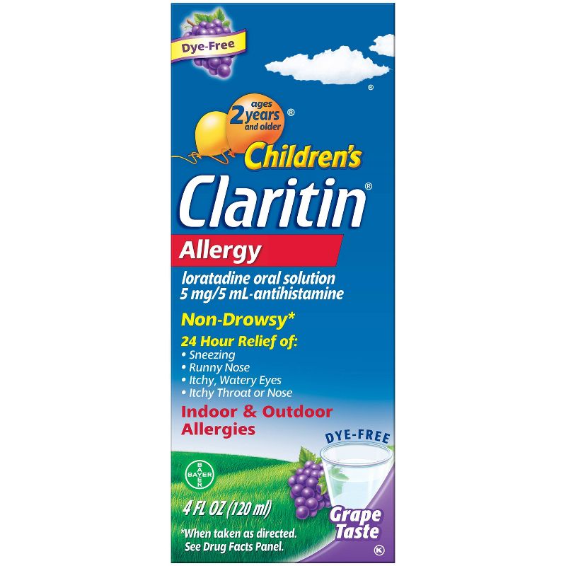 
Children's Claritin Loratadine Allergy Relief 24 Hour Non-Drowsy Grape Liquid, 1 of 12