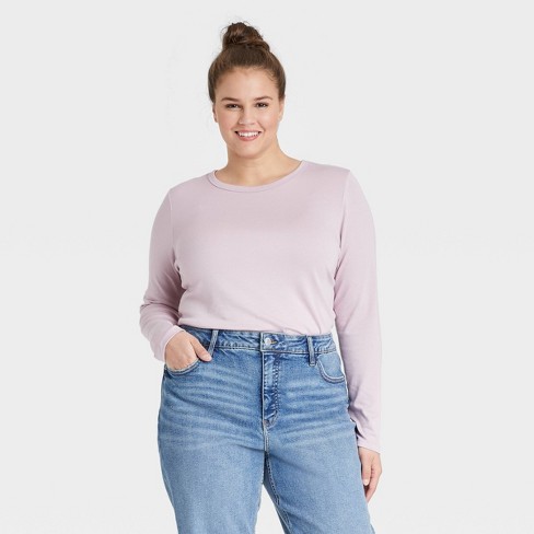 Women's Plus Size Long Sleeve T-Shirt - Ava & Viv™ - image 1 of 3