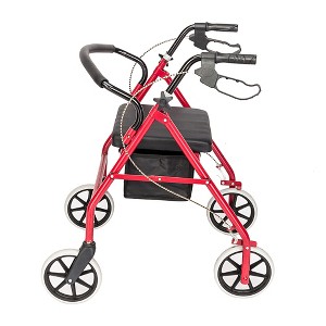 KTMBDW 4 Wheel Rollator Walker With Seat, Steel Rolling Walker, Height Adjustable, 8" Wheels, Removable Back Support, 300 Pound Weight Capacity - 1 of 4