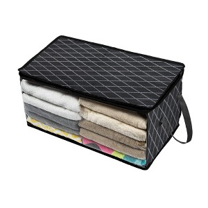 Unique Bargains Foldable Fabric Blanket Storage Bags 22.83"x12.2"x11.81" Black - 1 of 4