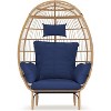 Wicker Egg Chair,Oversized Indoor Outdoor Lounger for Patio,500 Lbs Capacity, for Patio, Backyard, Living Room,Steel Frame - 3 of 4