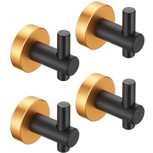 HANPURE Round Base Wall Hanging Hook with Screws- Black Gold Hook, 4 Pack, for Entry Shoe Cabinet, Wardrobe Bathroom - 1 of 4