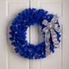 Northlight Pre-Lit Artificial Pine Christmas Wreath - 24" - Royal Blue - Clear Lights - 2 of 4